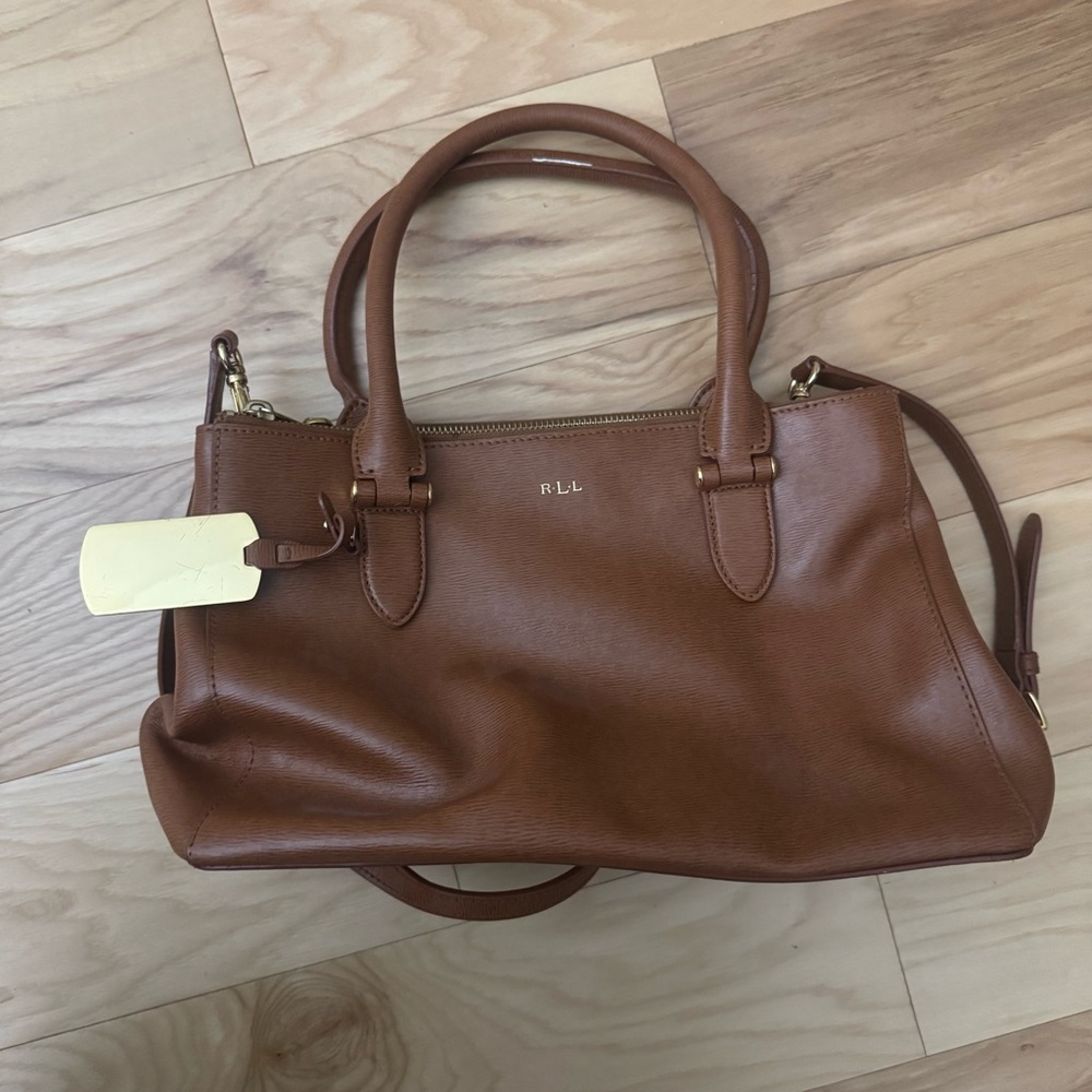 Ralph Lauren Cognac Leather Satchel Bag